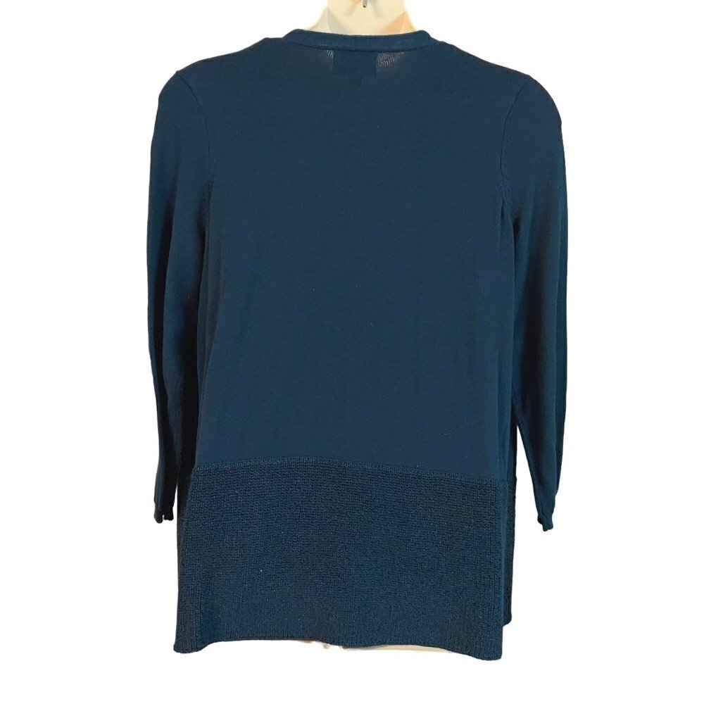 Absolutely Women's Plus Size Benja Navy Blue Mixed Knit Open Front Cardigan - Picture 3 of 7